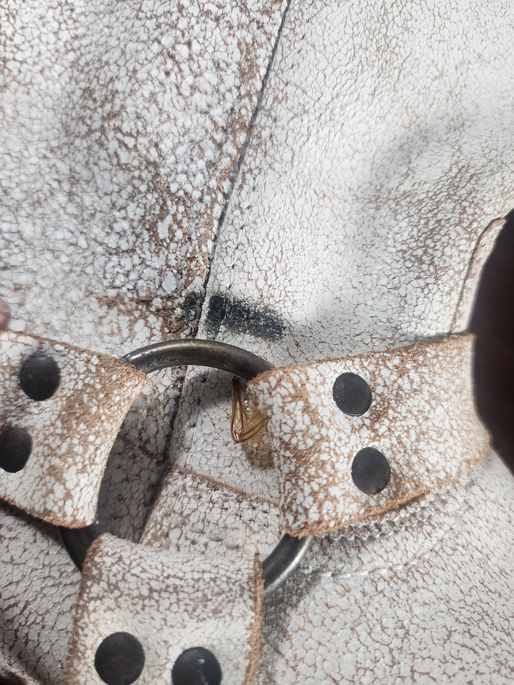 Vintage Frye Cream Distressed Harness Boots - Picture 9 of 16